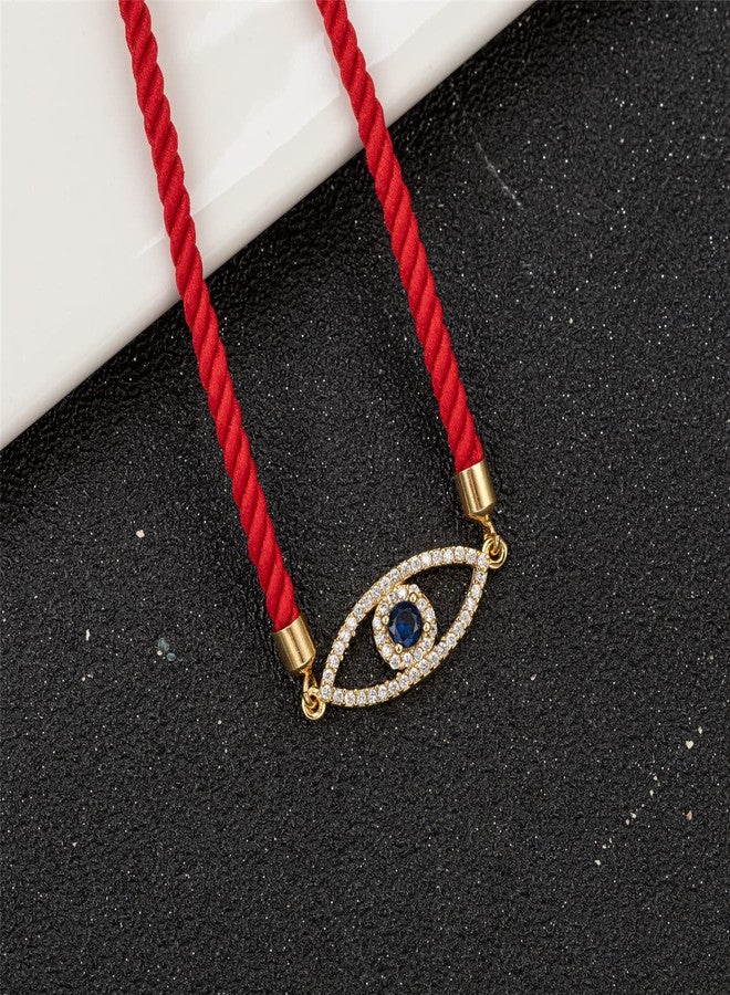 kelistom Evil Eye Bracelet for Women Men Handmade Red Black String Woven Adjustable Rope Zircon Inlay Evil Eye Tibetan Bracelets for Women Men - Image 3